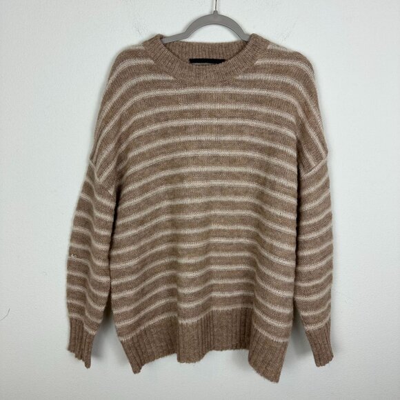 Jenni Kayne Women's Alpaca Cocoon Crew Neck Sweater L Stripe Minimalist Contempo - Picture 2 of 13